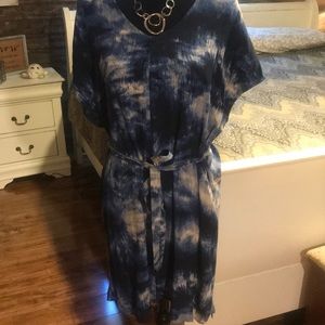 Cato Blue Tie-Dyed Dress